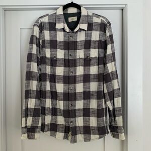 Marine Layer Heavy Black and Cream Checkered Flannel Shirt [Large]
